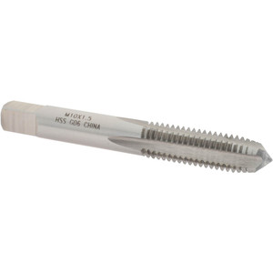 Value Collection Straight Flute Tap: M10x1.50 Metric Coarse, 4 Flutes, Plug, 6H Class of Fit, High Speed Steel, Bright/Uncoated 1-1/4" Thread Length, 2-15/16" OAL, Right Hand Thread, D6 JY4992905 - 04992905