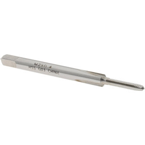 Value Collection Straight Flute Tap: M2x0.4 Metric Coarse, 3 Flute, Plug Chamfer, 6H Class of Fit, HSS, Bright/Uncoated Finish 7/16" Thread Length, 1-3/4" OAL, Right Hand, D3 JY4990701 - 04990701