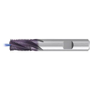 Carmex Helical Flute Thread Mill: 1/4-18,3/8-18, Internal/External, 4 Flute, 3/8" Shank Dia, Solid Carbide 18 TPI, 0.3750 mm Cut Dia, 0.6400" LOC, 3" OAL, TiAlN Coated B0375D0618NPTF - 74047671