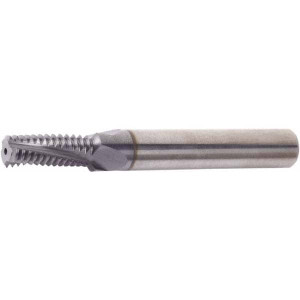 Vargus Helical Flute Thread Mill: 1/2-13, Internal, 4 Flute, 3.1500" Shank Dia, Solid Carbide 13 TPI, 0.4070 mm Cut Dia, 1.0390" LOC, 3.1500" OAL, TiCN Coated 80312 - 71971477