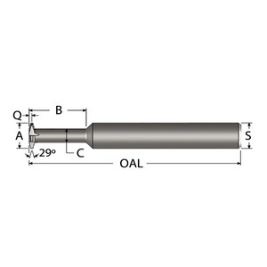 Scientific Cutting Tools Single Profile Thread Mill: 1/4-16, 16 to 16 TPI, Internal, 4 Flutes, Solid Carbide 0.17" Cut Dia, 1/4" Shank Dia, 2.5" OAL, AlTiN+ Coated SPTM170FA-16LA - 44063741