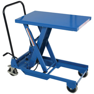 Vestil Steel Premium Single Scissor Lift Cart with Foot Release, 300 lb. Capacity, 30" x 17-3/4" Platform - CART-300-S-FR