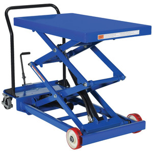 Vestil Steel Premium Double Scissor Lift Cart with Foot Release, 1000 lb. Capacity, 40-1/2" x 24" Platform - CART-1000-D-FR