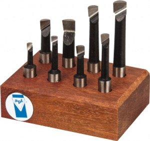 Made in USA 3/16 to 3/8" Min Diam, 9/16 to 1-7/8" Max Depth, 3/8" Shank Diam, 1-13/16 to 3-1/8" OAL Boring Bar Set M42 Cobalt, Bright Finish, Right Hand Cut, 8 Piece Set COAH 375 - 78081502