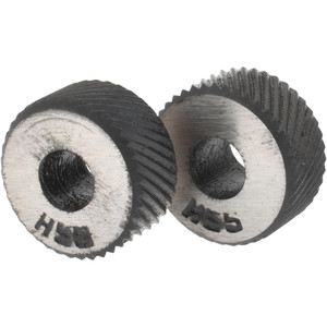 GROZ USA 3/16 Inch Face Width, 5/8 Inch Diameter, High Speed Steel Knurl Wheel Set 7/32 Inch Hole Diameter, Beveled Face Knurl, Left and Right Hand Diagonal Pattern, Form K58/ML + K58/MR - 01295187