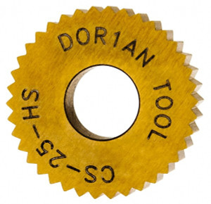 Dorian Tool Standard Knurl Wheel: 1/2" Dia, 90 ° Tooth Angle, 25 TPI, Straight, High Speed Steel 3/16" Face Width, 3/16" Hole, Series C 73310124506 - 64143266
