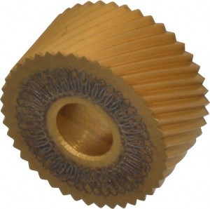 Dorian Tool Standard Knurl Wheel: 3/4" Dia, 90 ° Tooth Angle, 20 TPI, Diagonal, High Speed Steel 3/8" Face Width, 1/4" Hole, 30 ° Helix, Series A 73310123642 - 64143100