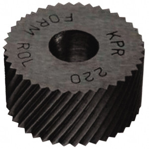 Made in USA Standard Knurl Wheel: 1-1/4" Dia, 90 ° Tooth Angle, 25 TPI, Diagonal, High Speed Steel 1/2" Face Width, 1/2" Hole, 30 ° Helix, Series PH PHR-225 - 78149861