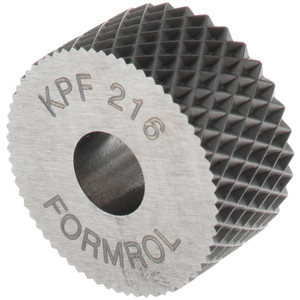 Made in USA Standard Knurl Wheel: 3/4" Dia, 90 ° Tooth Angle, 16 TPI, Diamond, High Speed Steel 3/8" Face Width, 1/4" Hole, Series KP KPF-216 - 78127164