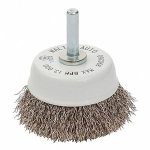 WALTER Surface Technologies | ALLSTEEL™ MOUNTED WIRE BRUSHES, CRIMPED WIRES | Cup Brush: 2-3/8" Dia, 0.0118" Wire Dia - 09C068