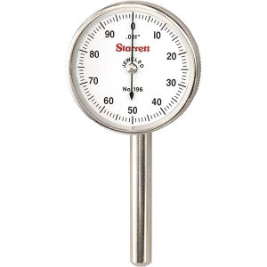 Starrett Dial Drop Indicator: 0 to 0.2" Range, 0-100 Dial Reading, 0.001" Graduation, 1-7/16" Dial Dia Plunger Back 66865 - 06391593