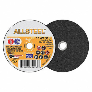 Walter Surface Technologies | ALLSTEEL™ Mini Cut-Off Wheels | ALLSTEEL™  CUT-OFF WHEEL 3" Dia X 1/16" Thick X 3/8" Arbor T1 PK 25 - 11W313