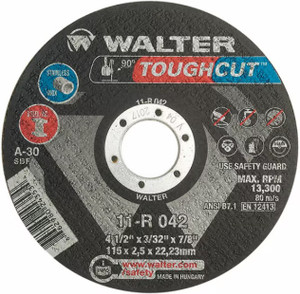 Walter Surface Technologies | TOUGHCUT™ | CUT-OFF WHEEL, 4-1/2" Dia x 3/32" Thick A30 PK 25 - 11R042