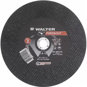 Walter Surface Technologies | PORTACUT™ | Cut-Off Wheel 12" Dia x 1/8" Thick x 1" PARTNER Arbor, TYPE 1, PK 10 - 11A123