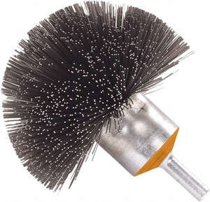 WALTER Surface Technologies | Mounted Wire Brush with Crimped Wire | 3" Dia, 3" Thick, 0.0118" MTD  Spherical Brush - 13C280