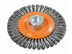 Walter Surface Technologies | Wire Wheel Brushes | Stringer Bead Knot Twisted Brush | 4" Dia, 3/16" Thick, 5/8"-11 Arbor - 13K414