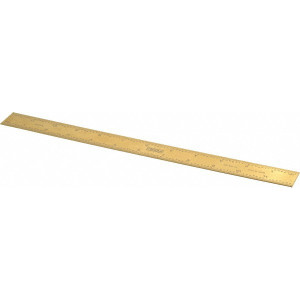 Fowler Steel Rule: 12" OAL, English & Metric Graduation, Rigid, 1/2" OAW Yellow, Titanium Finish, 1/32 & 1/64" Graduation 52-399-012-0 - 06771760