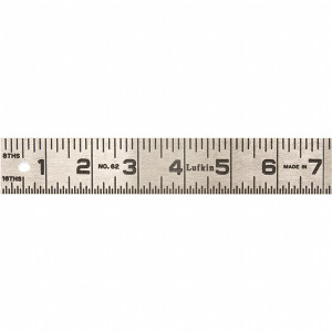 Lufkin Steel Rule: 24" OAL, Inch Graduation, Rigid, 1-1/4" OAW Silver, Polished Steel Finish, 1/16 & 1/8" Graduation 622FTN - 11943412