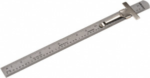 Mitutoyo Steel Rule: 6" OAL, English & Metric Graduation, Flexible, 1/2" OAW Silver, Satin Chrome-Plated, 1/64" Graduation 950-300 - 06254411