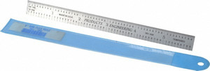 PEC Tools Steel Rule: 6" OAL, Decimal & Metric Graduation, Flexible, 1/2" OAW Silver, Satin Chrome-Plated, 10" Graduation 561-006 - 01470764
