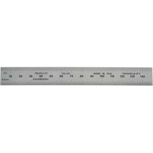 PEC Tools Steel Rule: Metric Graduation, Rigid, 3/4" OAW Silver, Satin Chrome-Plated, 0.5 & 1 mm Graduation 752-150 - 01470962