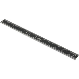 SPI Steel Rule: 12" OAL, English & Metric Graduation, Rigid, 1" OAW Black, Black Chrome-Plated, 1/2, 1/32 & 1/64" Graduation 13-899-0 - 78988201