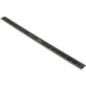 SPI Steel Rule: 18" OAL, English & Metric Graduation, Rigid, 1-1/8" OAW Black, Black Chrome-Plated, 1/2, 1/32 & 1/64" Graduation 13-904-8 - 78988250