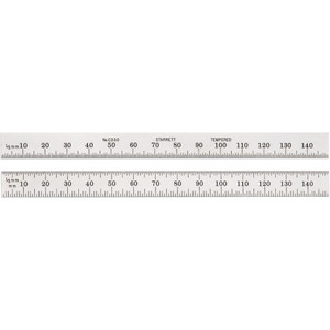 Starrett Steel Rule: 150 mm OAL, Metric Graduation, Flexible, 12.7 mm OAW Silver, Satin Chrome-Plated, 1/2" Graduation 51329 - 86413036
