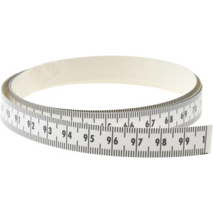 Made in USA 1 m Long x 1/2 Inch Wide, 1/16 Inch Graduation, White, Mylar Adhesive Tape Measure Reads Left to Right, Horizontal Scale CN-W001L-TC - 67755173