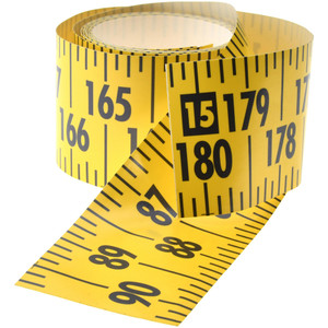 Made in USA 15 Ft. Long x 3 Inch Wide, 1/4 Inch Graduation, Yellow, Mylar Adhesive Tape Measure Reads Right to Left, Horizontal Scale FXW-Y180R-TC - 67755124