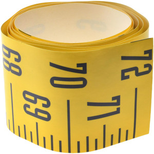 Made in USA 6 Ft. Long x 3 Inch Wide, 1/4 Inch Graduation, Yellow, Mylar Adhesive Tape Measure Reads Bottom to Top, Vertical Rules FXW-Y072VU-TC - 67755660