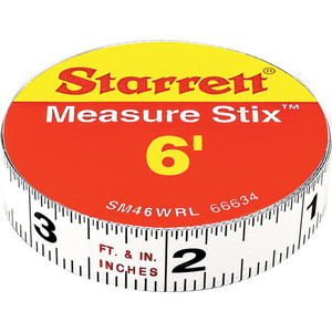 Starrett 6 Ft. Long x 1/2 Inch Wide, 1/32 and 1/16 Inch Graduation, White, Steel Adhesive Tape Measure 66634 - 67995274