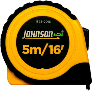 Johnson Level & Tool Tape Measure: 16 ft. Long, 3/4" Width, Yellow Blade 1/16" Graduation, Inch & Metric Graduation, Yellow Case 1828-0016 - 56299167