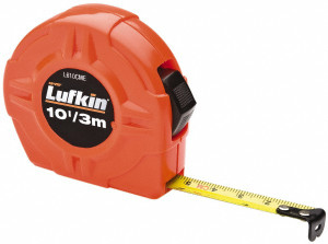 Lufkin Tape Measure: 10 ft. Long, 1/2" Width, Yellow Blade 1/16" Graduation, A13 Graduation, High-Visibility Orange Case L610CME-02 - 67394544