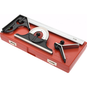 SPI 4 Piece, 12" Combination Square Set 1/32 & 1/64" (English/Metric) Graduation, Hardened Steel Blade, Hardened Steel Center, Protractor & Square Head 13-376-9 - 64004658