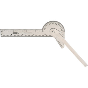 SPI 4" Combination Square Set 1/32 & 1/64" (English/Metric) Graduation, Stainless Steel Blade, Stainless Steel Center, Protractor & Square Head 13-971-7 - 04197182