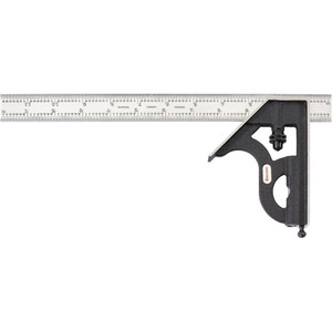 Starrett 2 Piece, 12" Combination Square Set 1/16, 1/32, 1/64 & 1/8" (4R) Graduation, Steel Blade, Cast Iron Square Head 56366 - 86400637