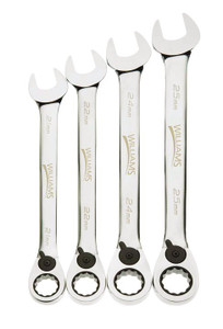 Williams Industrial Tools 4 pc Metric Reversible Ratcheting Combination Wrench Set - JHWMWS-4RC
