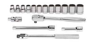 Williams Industrial Tools 17 pc 3/8" Drive 12-Point Metric Shallow Socket and Drive Tool Set Packed Keep Safe Foam - JHWMSB-17F