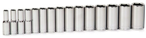 Williams Industrial Tools 16 pc 1/2" Drive 6-Point Metric Deep Socket Set on Rail and Clips - JHW32947