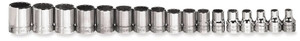 Williams Industrial Tools 12 pc 3/8" Drive 12-Point Metric Shallow Socket Set on Rail and Clips - JHWMSB-12RC