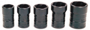 Williams Industrial Tools 5 pc 1/2" Drive SAE & Metric TURBOSOCKET® Salvage/Damaged Fastener Socket on Rail and Clips - JHWTSFS5005