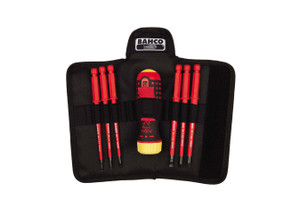 Bahco 7 pc 1000V Ratcheting Pozidriv and Slotted Screwdriver Set - BAH808062