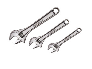 Bahco 3 pc SAE Adjustable Chrome Finish Wrench Set - BAH80RCUS