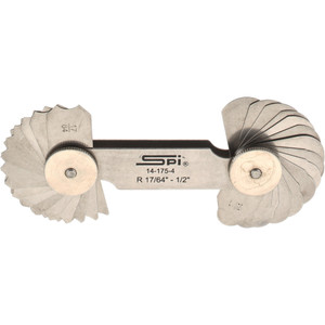 SPI Radius Gage Set: Stainless Steel, 17/64 to 1/2" Radius, 1/64" Graduation, 32 pc Style B, 1/64" Graduation 14-175-4 - 78984077