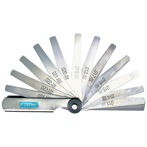 Fowler Feeler Gage Sets, Minimum Thickness (Decimal Inch): 0.0015, Maximum Thickness (Decimal Inch): 0.0250, Leaf Length (Decimal Inch): 3.0000, Leaf Length: 3in, Leaf Width (Decimal Inch): 0.5000, Leaf Style: Flat 52-485-006-0 - 76641091