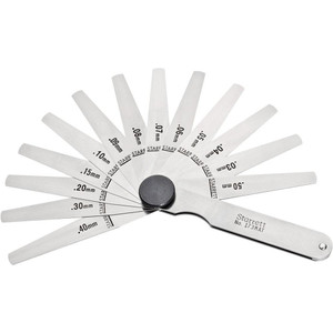 Starrett 13 Piece, 0.03 to 0.5mm Tapered Feeler Gage Set 77mm Long x 7 to 12.7mm Wide (Tapered), Tempered Steel 57087 - 03181302
