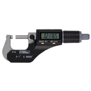 Fowler Electronic Outside Micrometer: 3", Solid Carbide Measuring Face, IP54 0.00005" Resolution, ±0.00010"Accuracy, Friction Thimble 54-860-003-1 - 65861379