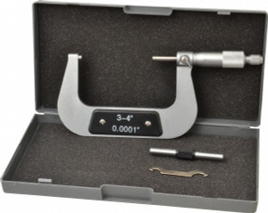 Value Collection Mechanical Outside Micrometer: 4" Range, 0.0001" Graduation Ratchet Stop Thimble 601-0114 - 06400444