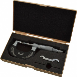 Mitutoyo Blade Micrometer: 1" Max, Mechanical 0.000150" Accuracy, 0.0157" Blade Thickness, Ratchet Thimble 122-151-10 - 06233779